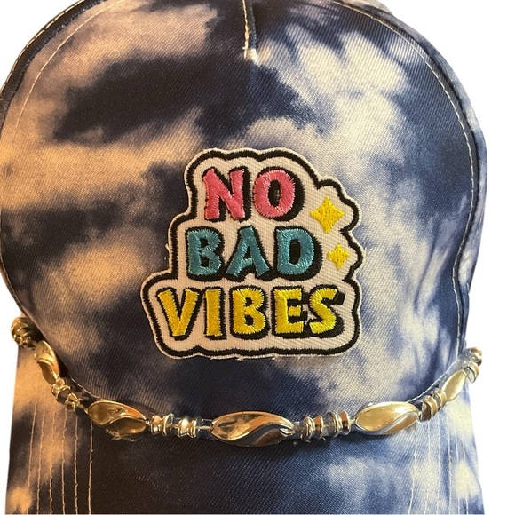 No Bad Vibes Tie Dyed Baseball Hat - Picture 2 of 7